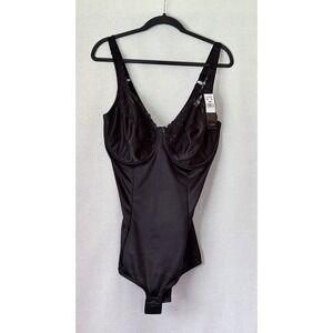 NWT Va Bien Black Bodysuit Satin Lace Underwire Shapewear Lingerie Smoothing 42D